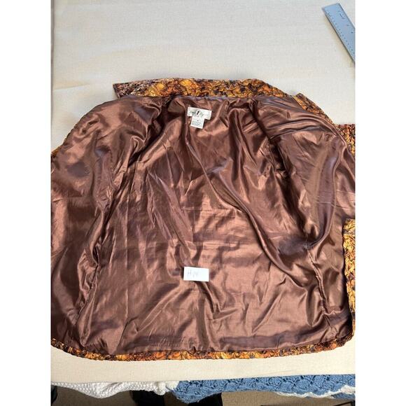 Vintage Once Again Blazer Womens M textured Quilted Tapestry Gold Brown Button - Picture 8 of 9
